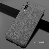 Луксозен силиконов гръб ТПУ кожа дизайн за Samsung Galaxy A7 2018 A750F черен